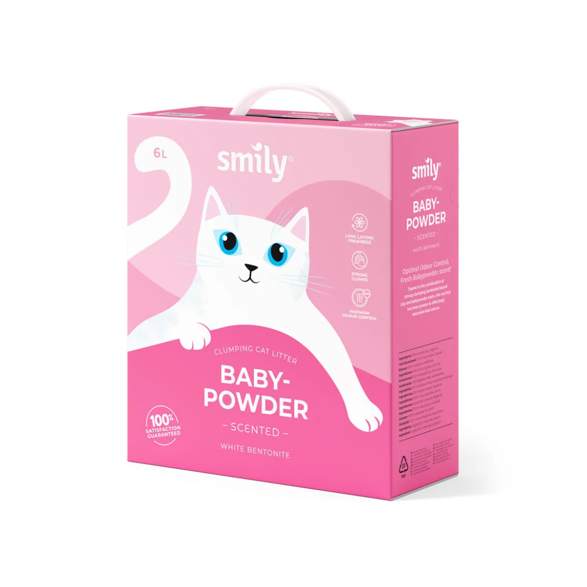 Smily White Bentonite -kissanhiekka, Babypowder 6 l