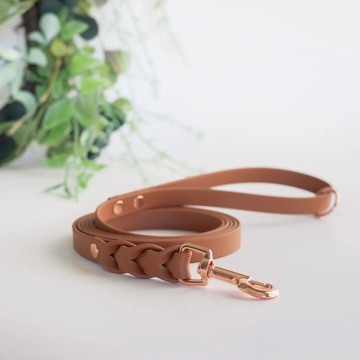 Tyylivoitto Braid hihna, konjakki/ruusukulta